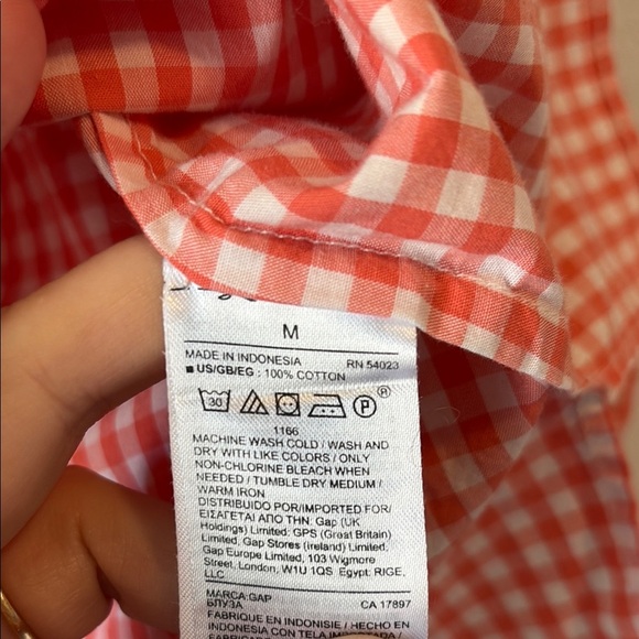 GAP boat neck pink and white Gingham Blouse with drawstring sleeves Medium - Picture 4 of 5